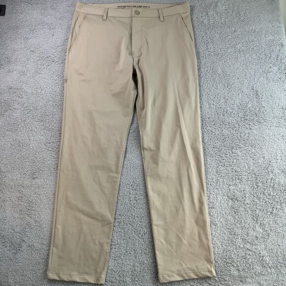 Rhone Commuter Pants Mens 36x31 Beige 5 Pocket Slim Straight Stretch Work - Picture 1 of 12
